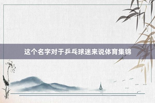 这个名字对于乒乓球迷来说体育集锦